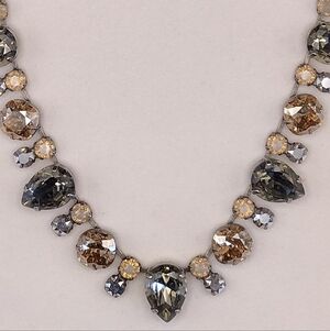 Sorrelli Citrine Green Amethyst Silver Metallic Crystals Opalite Necklace